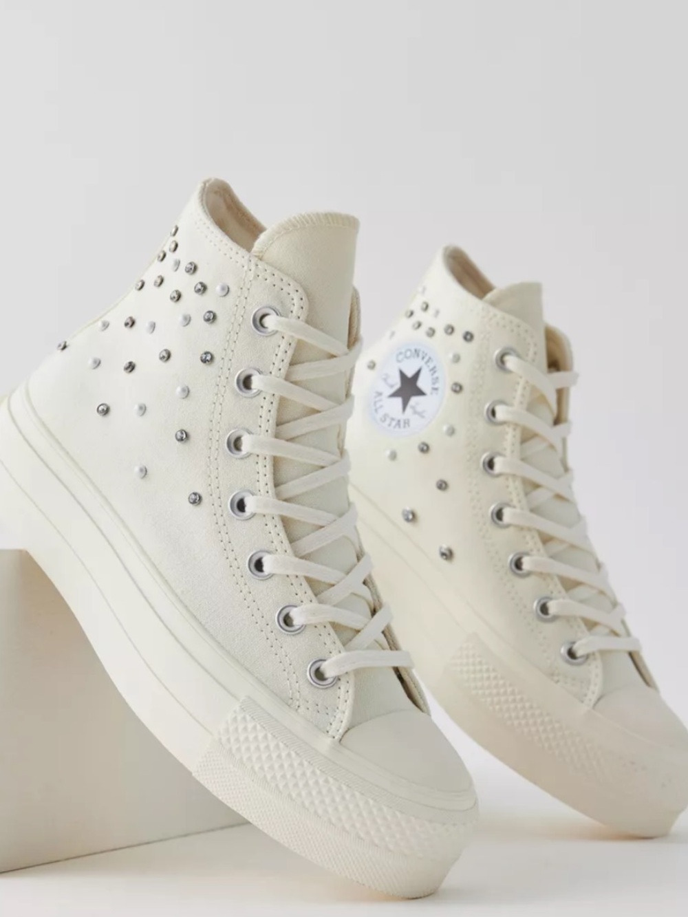 Converse Chuck Taylor All Star Pearl/Rhinstone  Lift Platform Sneaker size 8